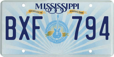 MS license plate BXF794
