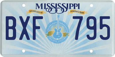 MS license plate BXF795