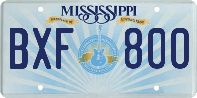 MS license plate BXF800