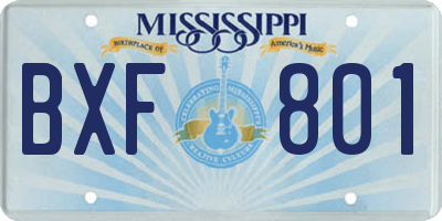 MS license plate BXF801