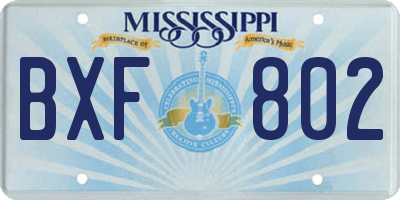 MS license plate BXF802