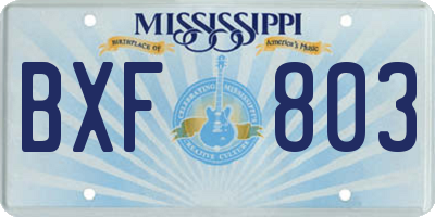 MS license plate BXF803