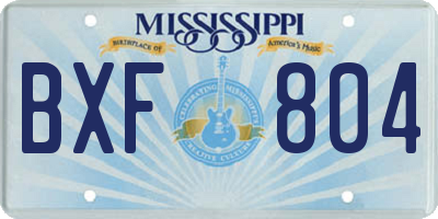 MS license plate BXF804