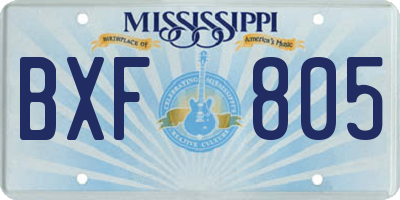 MS license plate BXF805