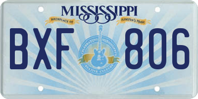MS license plate BXF806