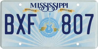 MS license plate BXF807
