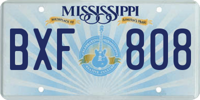MS license plate BXF808