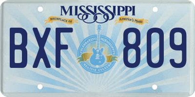 MS license plate BXF809