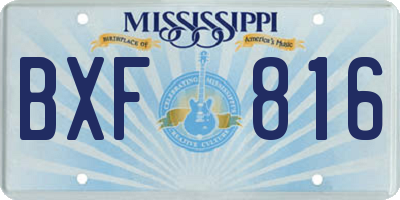 MS license plate BXF816