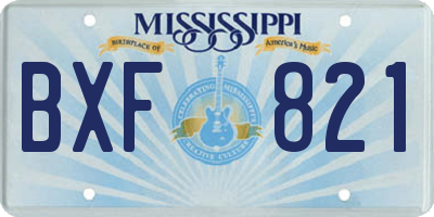 MS license plate BXF821