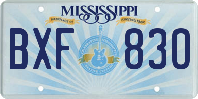 MS license plate BXF830