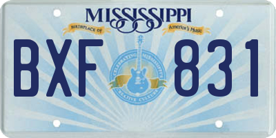MS license plate BXF831