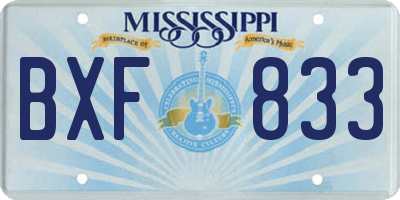 MS license plate BXF833