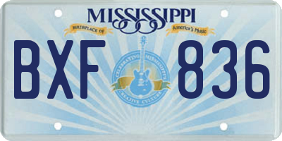 MS license plate BXF836