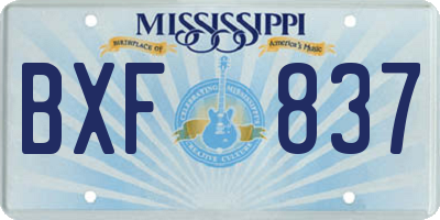 MS license plate BXF837