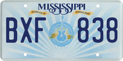 MS license plate BXF838