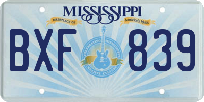 MS license plate BXF839