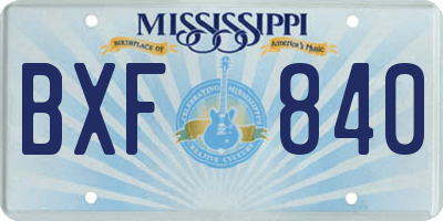 MS license plate BXF840
