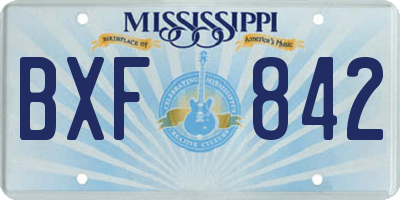 MS license plate BXF842