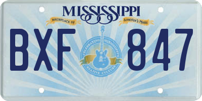 MS license plate BXF847