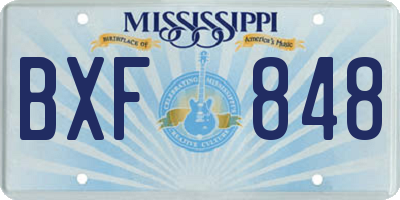 MS license plate BXF848