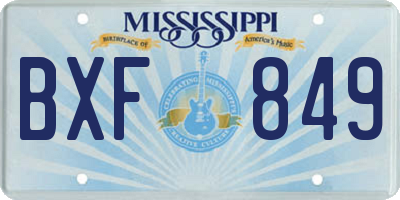 MS license plate BXF849