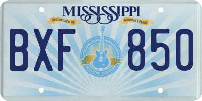 MS license plate BXF850