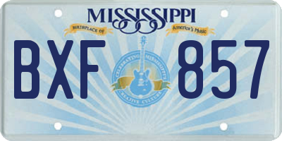 MS license plate BXF857