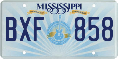 MS license plate BXF858