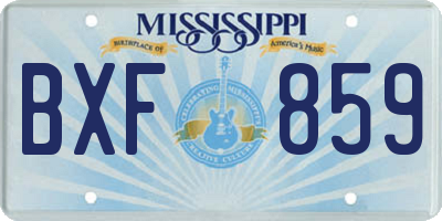 MS license plate BXF859