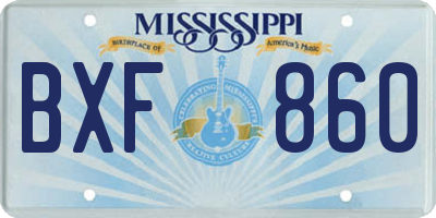 MS license plate BXF860