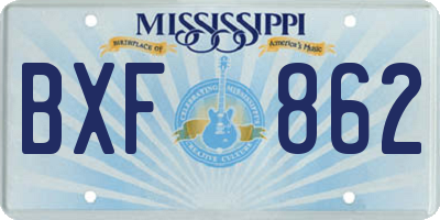 MS license plate BXF862