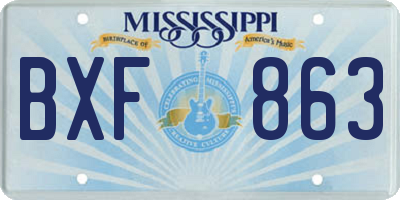 MS license plate BXF863