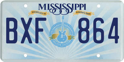 MS license plate BXF864