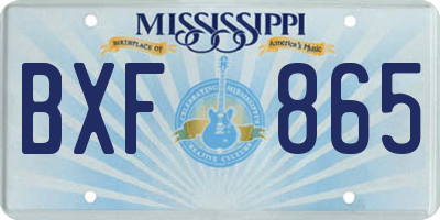 MS license plate BXF865