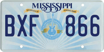 MS license plate BXF866