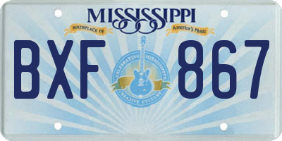 MS license plate BXF867