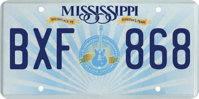 MS license plate BXF868