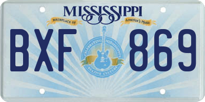 MS license plate BXF869