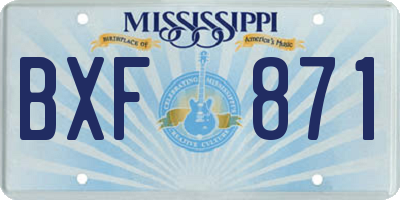 MS license plate BXF871