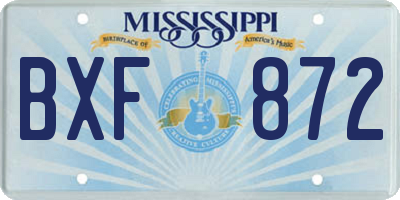 MS license plate BXF872