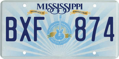 MS license plate BXF874