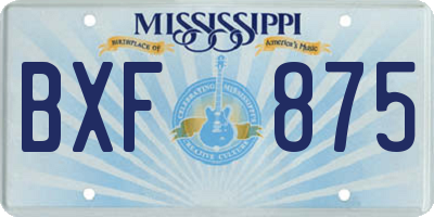 MS license plate BXF875