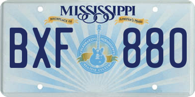 MS license plate BXF880