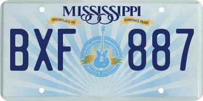 MS license plate BXF887