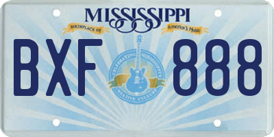 MS license plate BXF888
