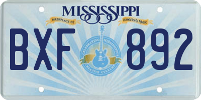 MS license plate BXF892