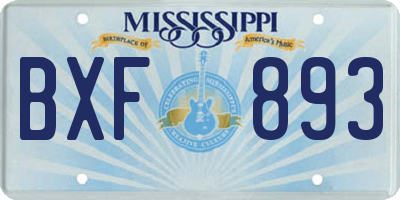 MS license plate BXF893