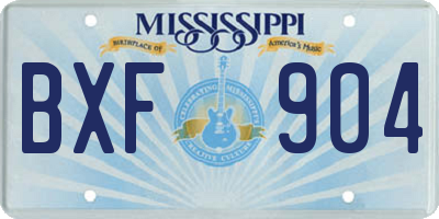 MS license plate BXF904