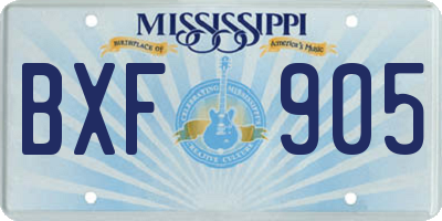 MS license plate BXF905